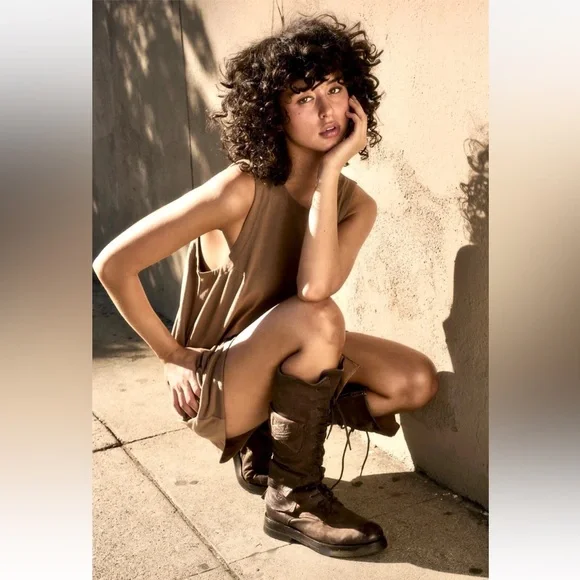 Free People A.S.98 Elisa Tall Lace Boot Fondente Brown Distress Leather - Picture 6 of 12